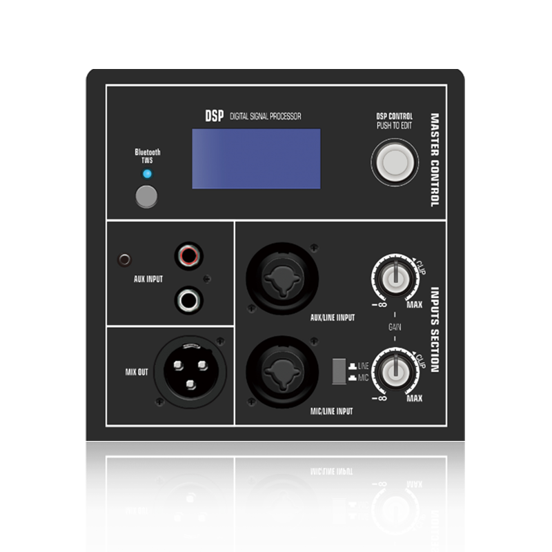 DSP1901: Stereo RCA vstup s jedním knoflíkem DSP Control Funkční modul DSP založený na ADAU1701