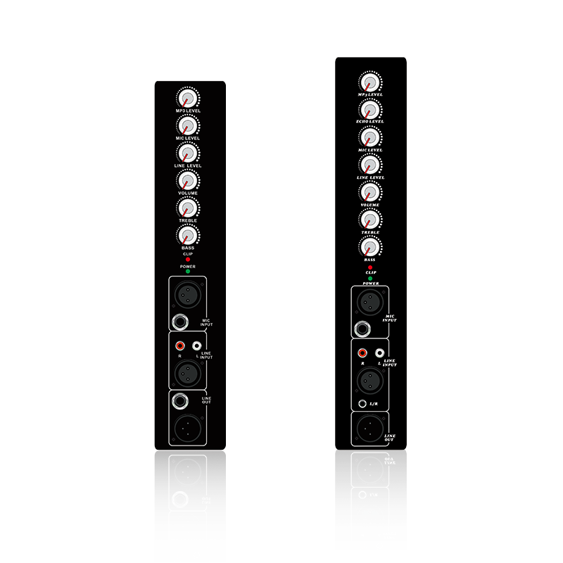 PL2/PL2E: Single Mic Channel Single Line Channel vstup a limitní ochrana Vertikální analogový funkční modul