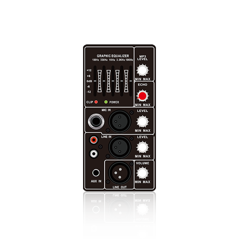 PL66: Vstup pro jeden mikrofonní kanál a Vertikální analogový funkční modul pro ovládání ozvěny mikrofonu