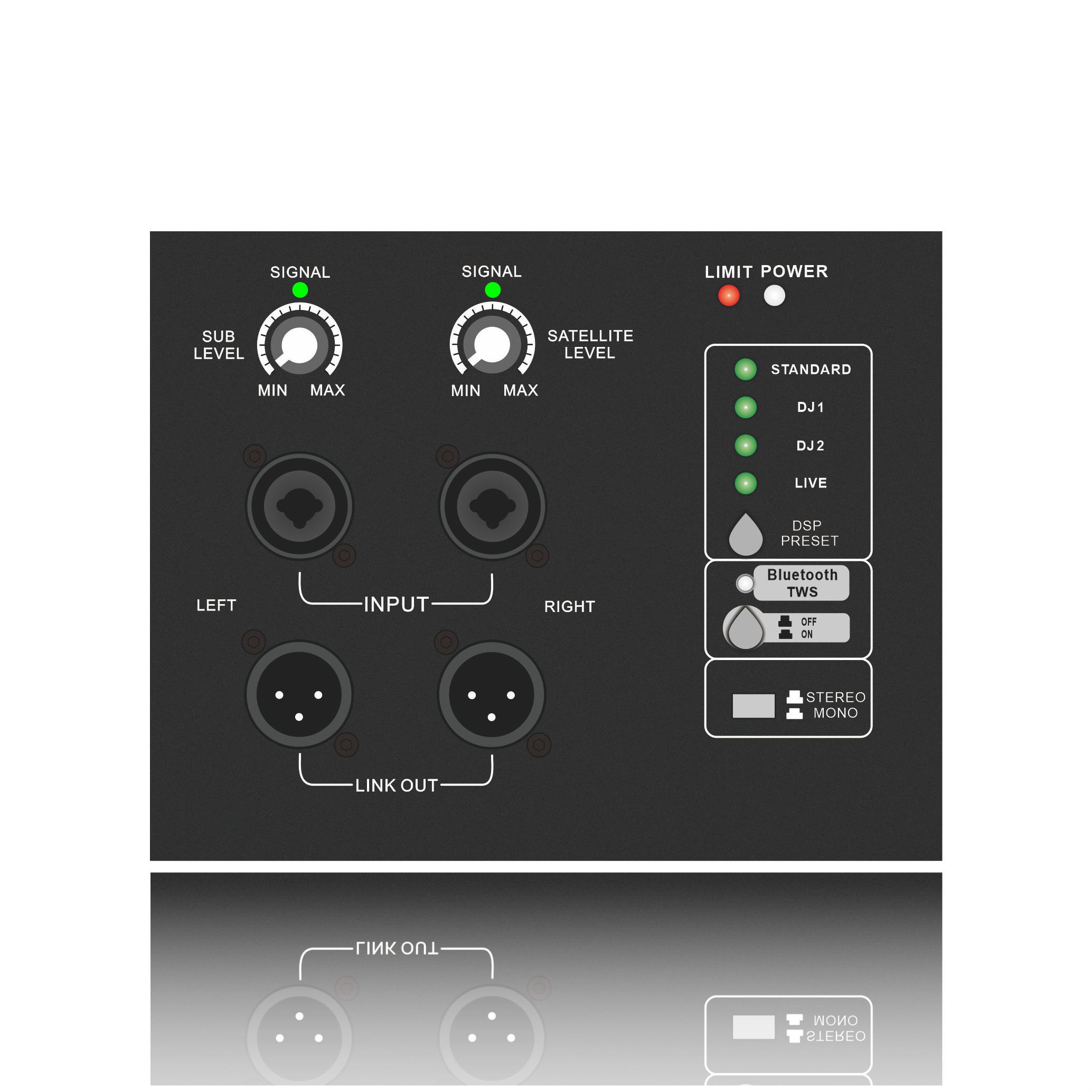 Napájený subwoofer řady DSP1903SUB 1.1 / 2.1 / 2.2 kanálový systém