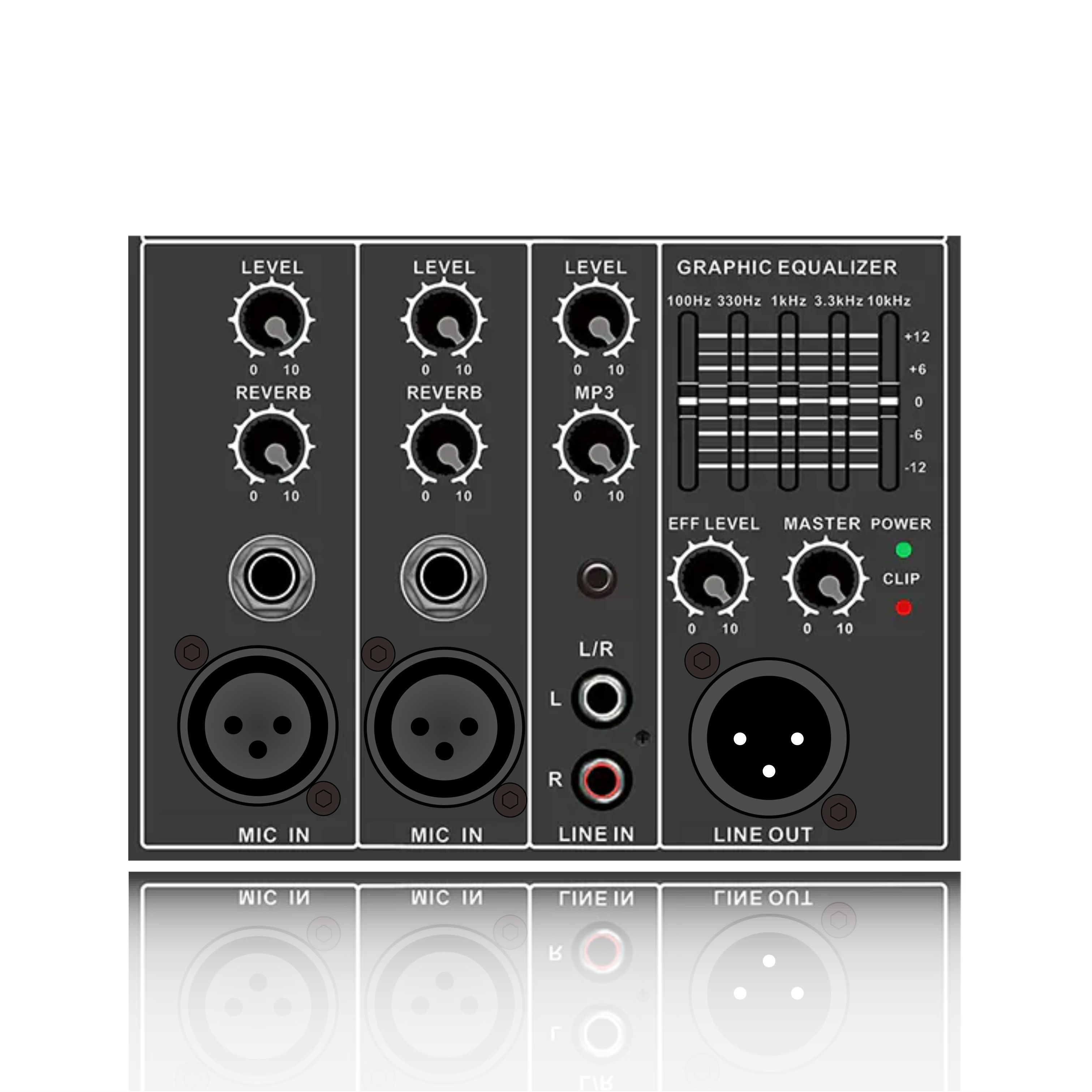 PL26: Jednotlivý mikrofonní kanál Echo Control Master Effect Electrical Frequency Division Funkční modul