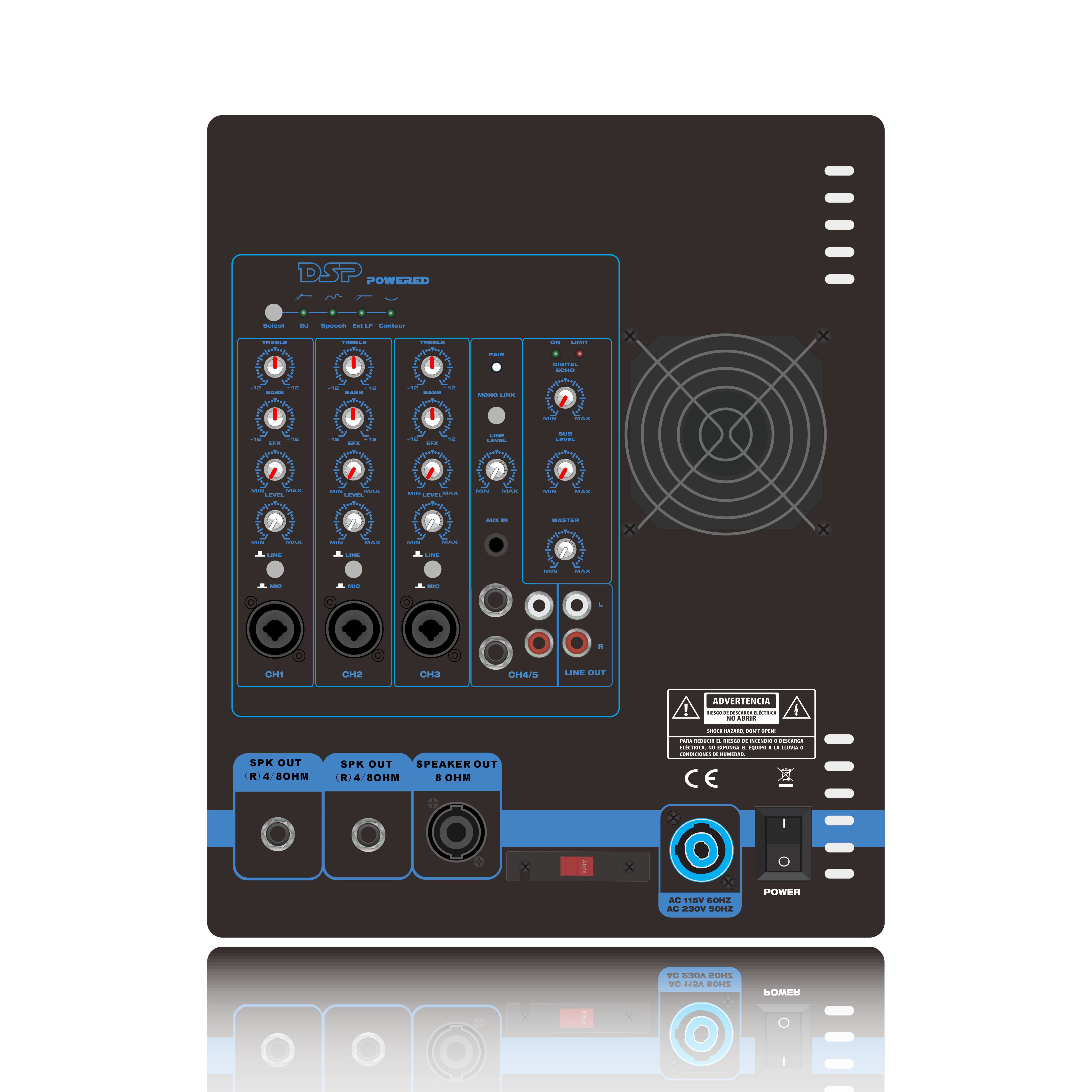 PL82DSP Line Array reproduktorový systém Výkonový zesilovač 2.1-2.2