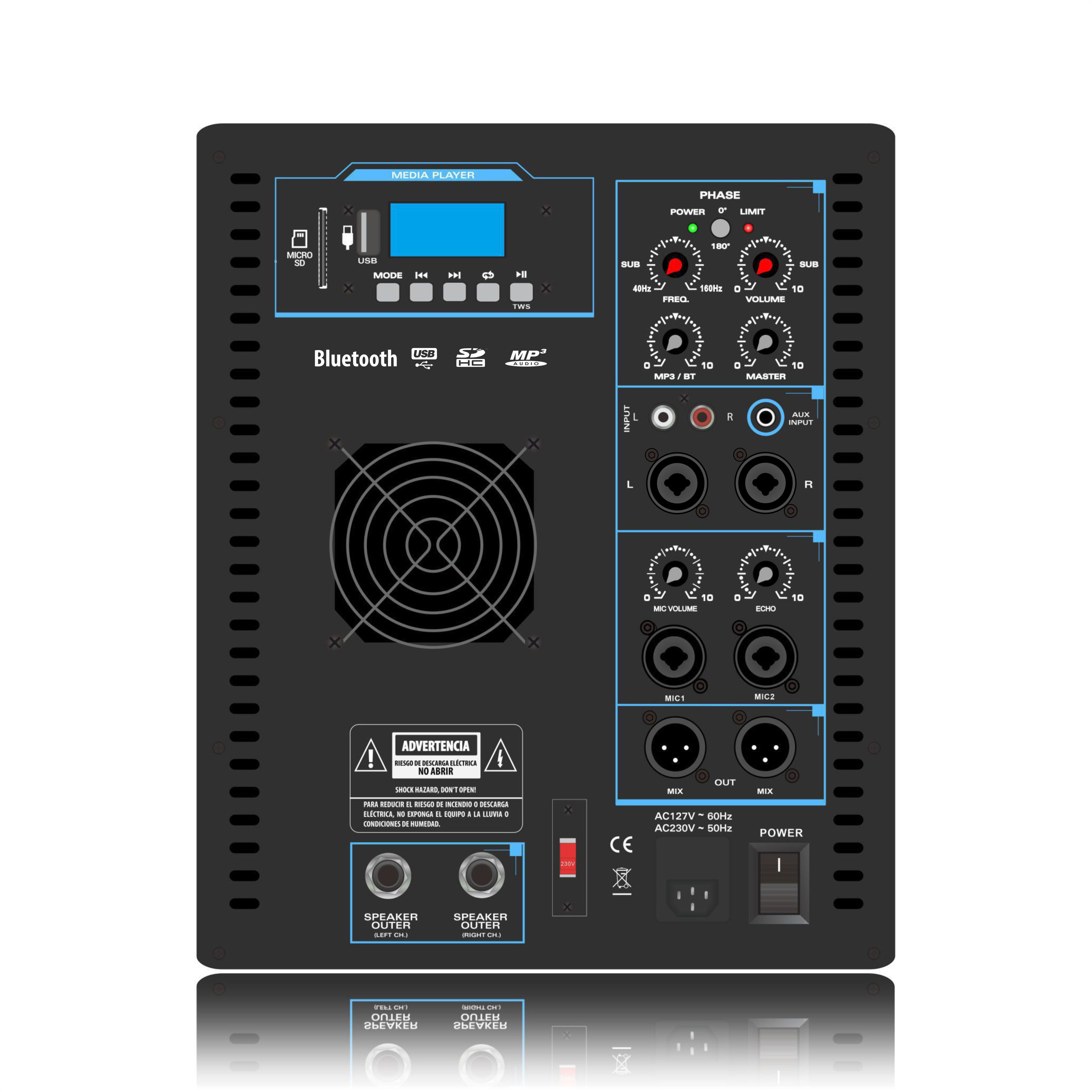 SUB12 Line Array reproduktorový systém Výkonový zesilovač 2.1