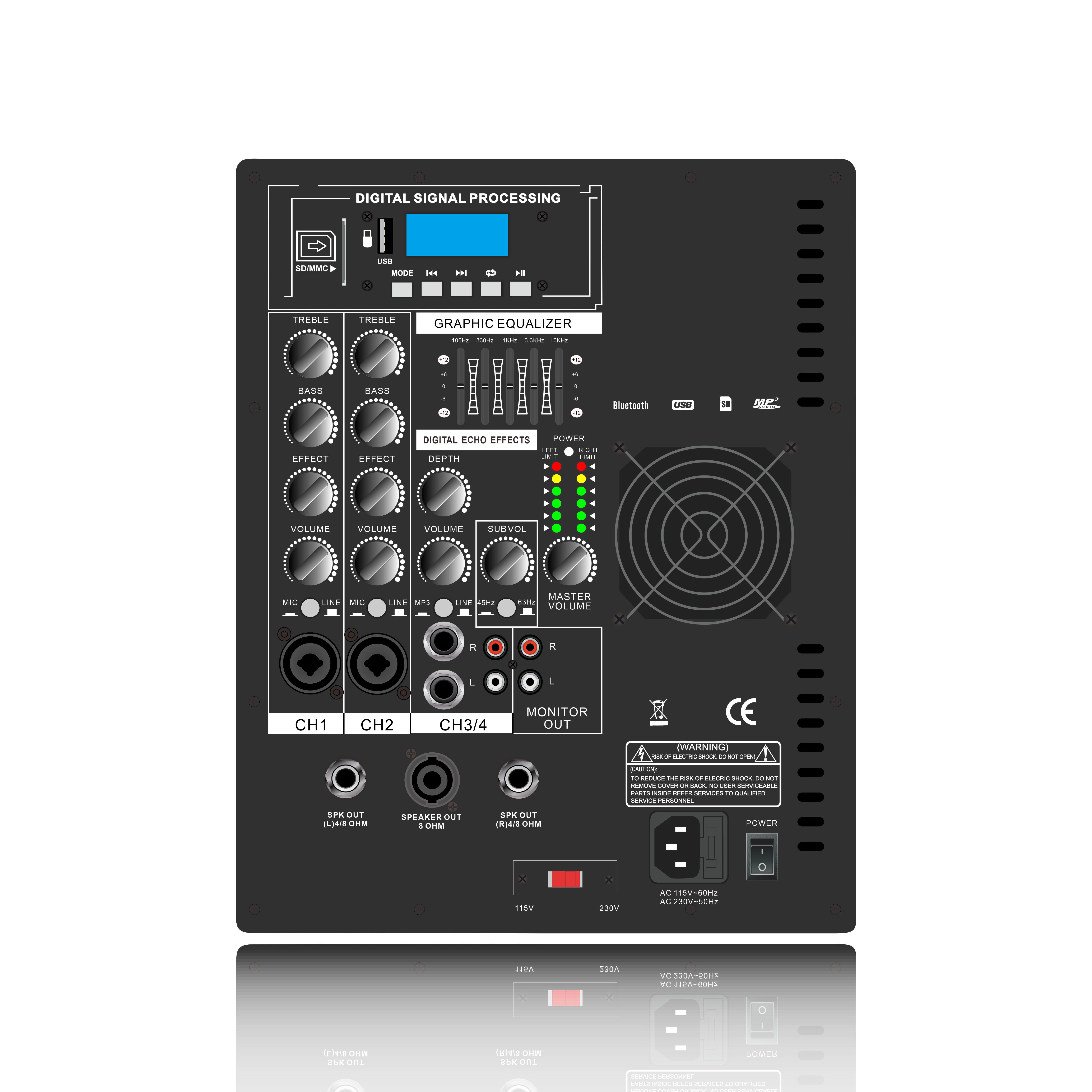 EON206SUB Line Array Speaker System Výkonový zesilovač 2.1-2.2
