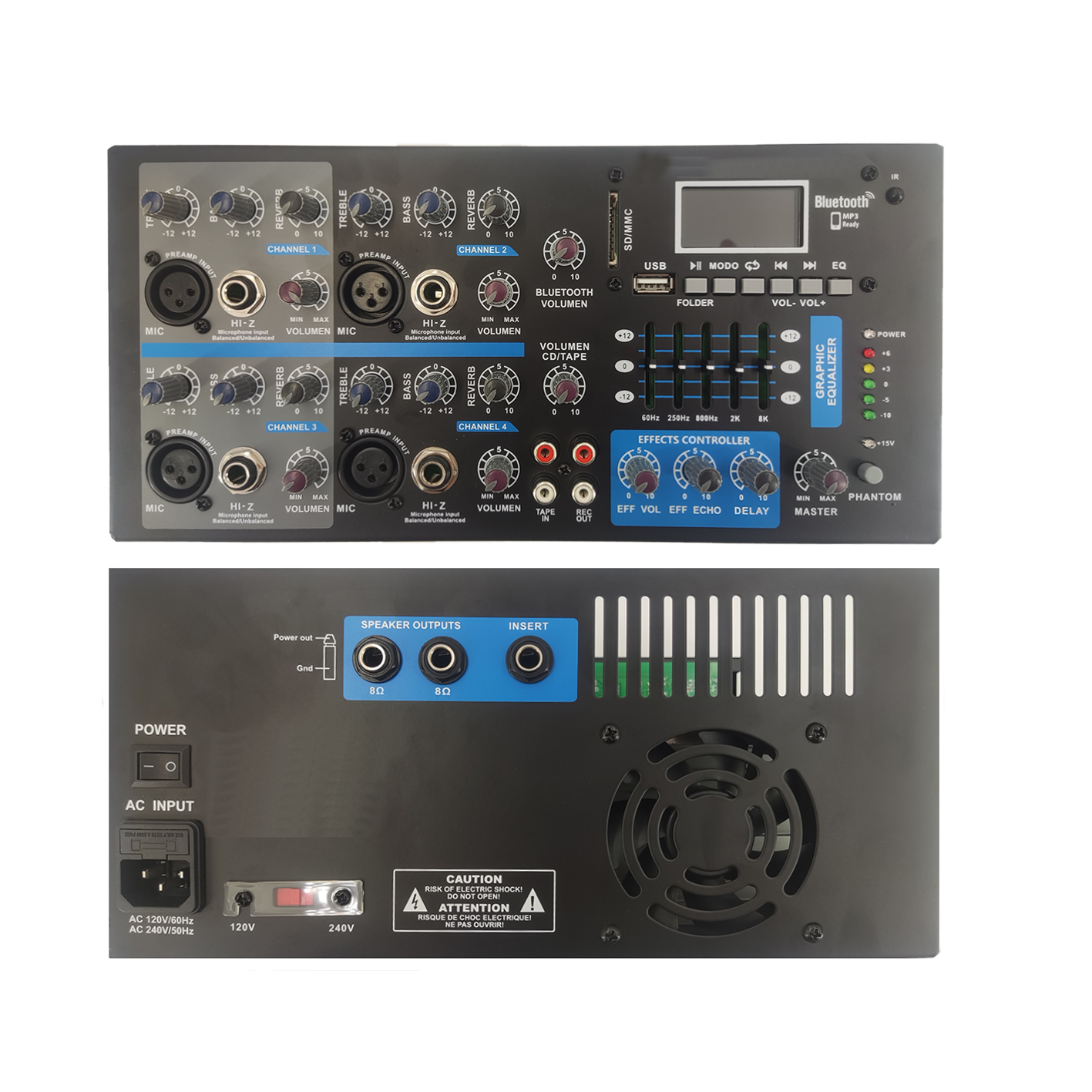 4kanálový Bluetooth Karaoke mixážní zesilovač SB4200