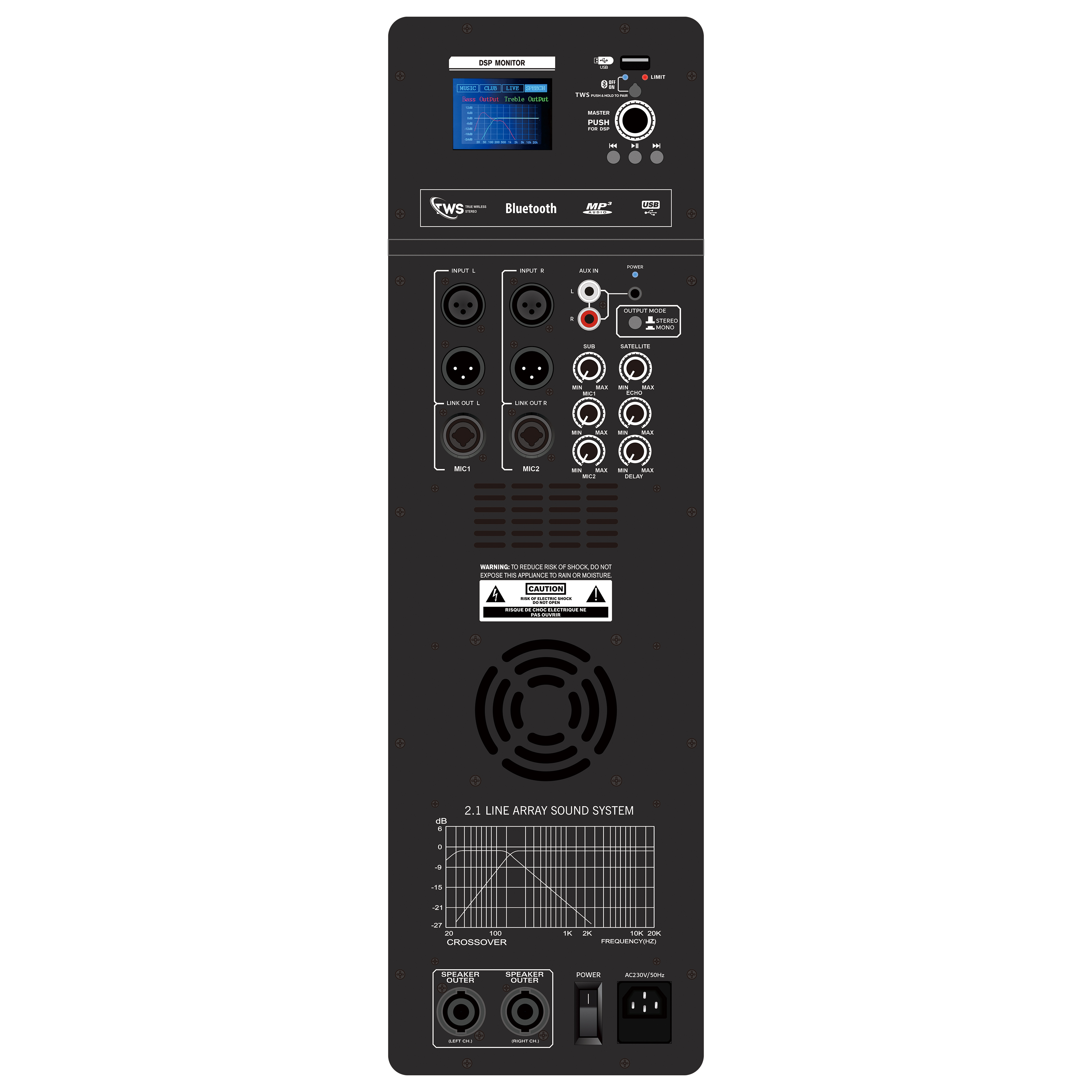 DSP1908-2.1 Pro Active Line Array výkonový zesilovač